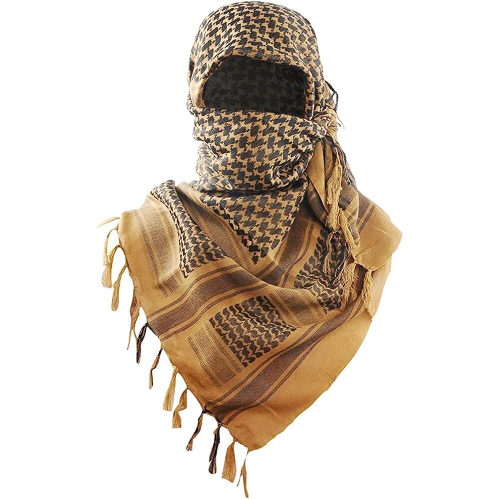 Men's Coyote Brown Military Shemagh Tactical Desert Cotton Keffiyeh Scarf Wrap